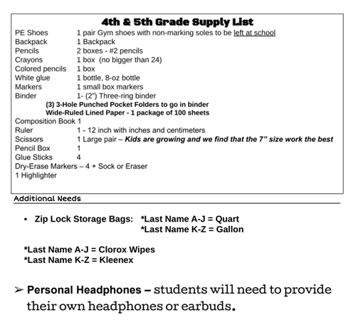 Supply List 